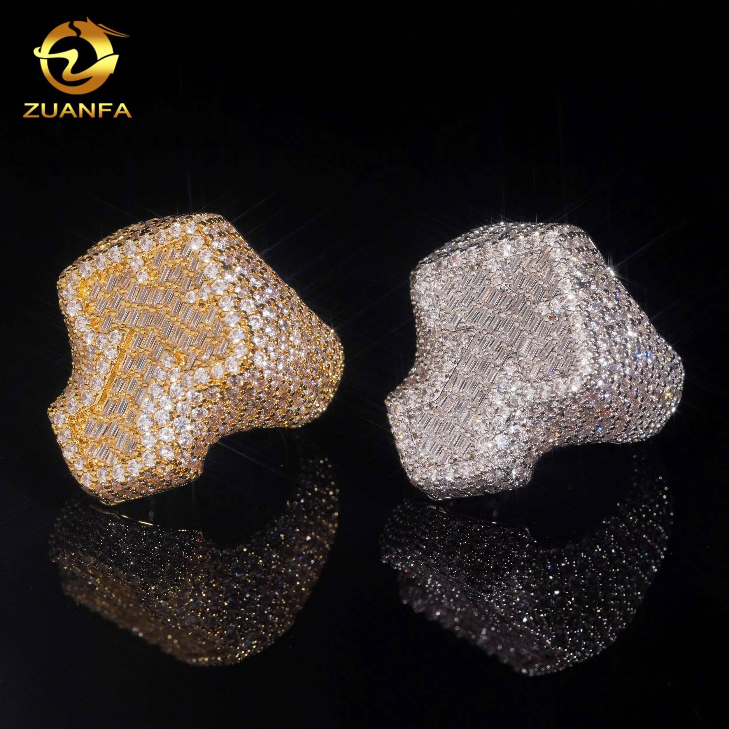 Ready to Ship Iced Out Jewelry Brass CZ Diamond Hip Hop Ring Men Diamond Cross Ring Rapper Jewelry