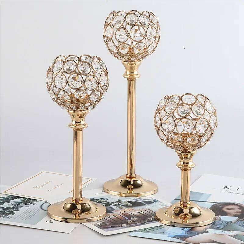 Creative crystal spherical candlestick ornaments for gatherings, parties, weddings, home celebrations, and candlelight dinners Y260131