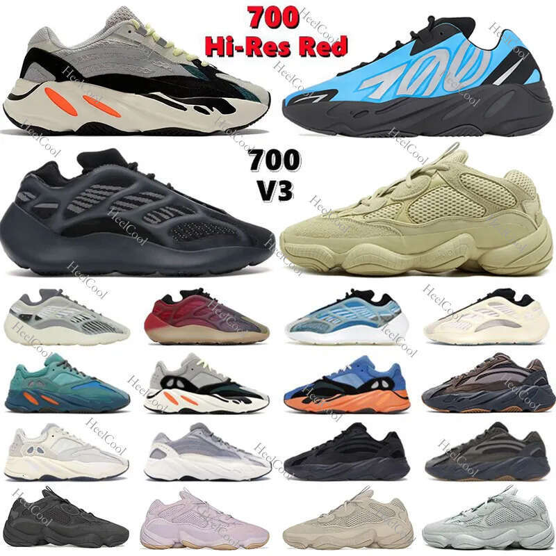Designer Mens Womens Outdoor Casual Running 700 V3 Sneakers Black White Wave Runner Salt Dark Glow 500 Soft Resin Sports Slippers Shoes Size 36-45
