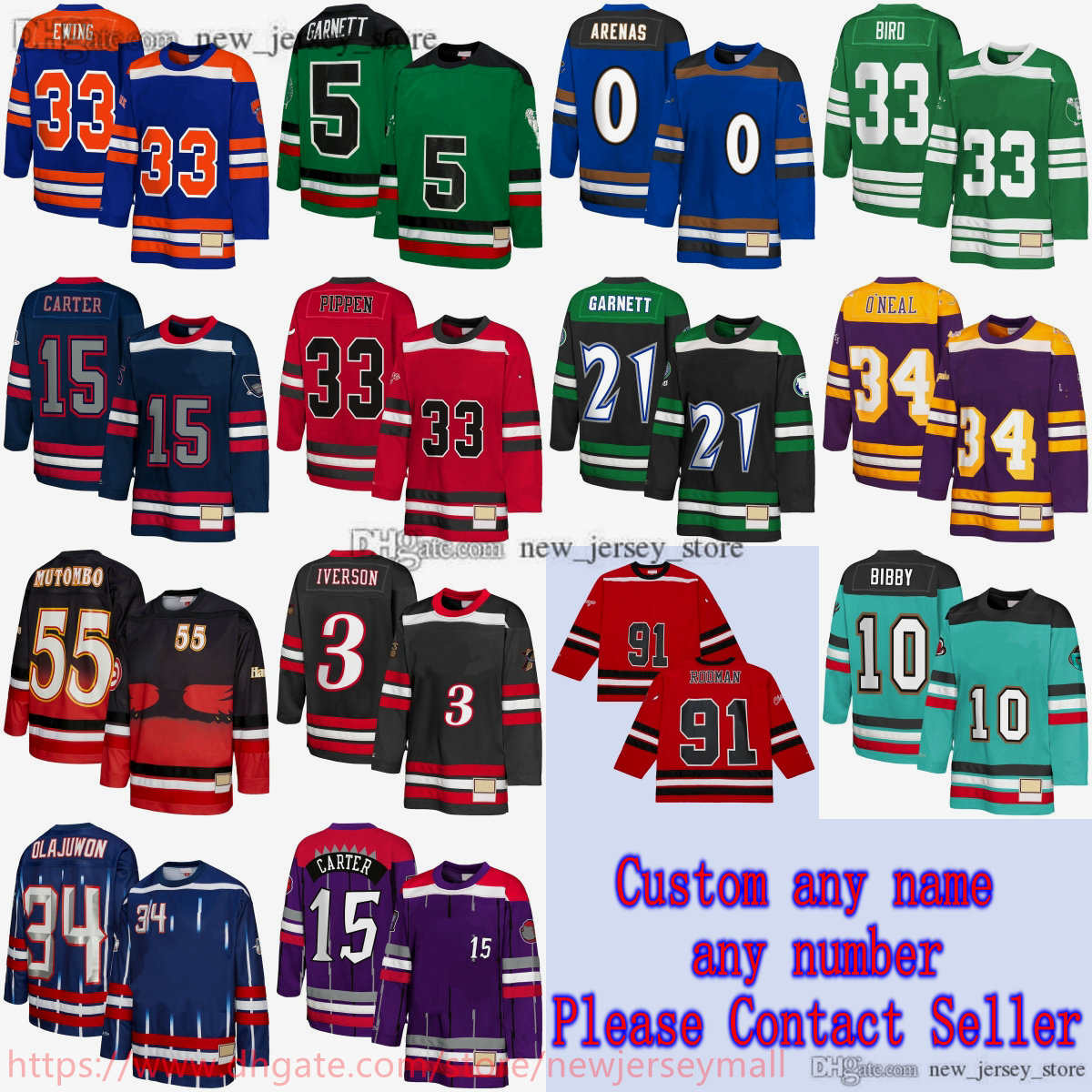 21 Kevin Garnett Jersey MN Classic Retro Hockey 15 Vince Carter 3 Allen Iverson 10 Mike Bibby 33 Larry Bird Patrick Ewing Scottie Pippen Dennis Rodman Olajuwon Arenas