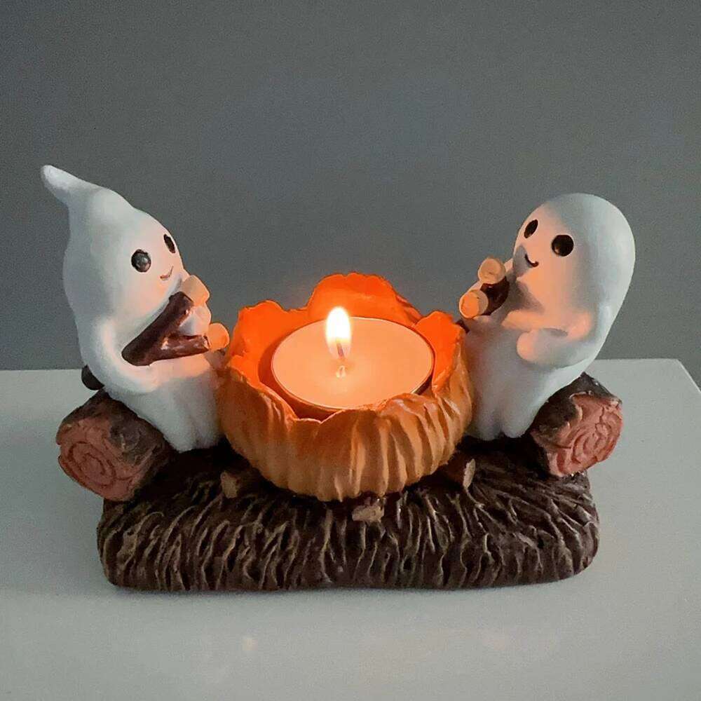 Ghost Flickering Night Without Candles Campfire Flicker Flame Halloween Holder Figurine Candle Decor Y260131
