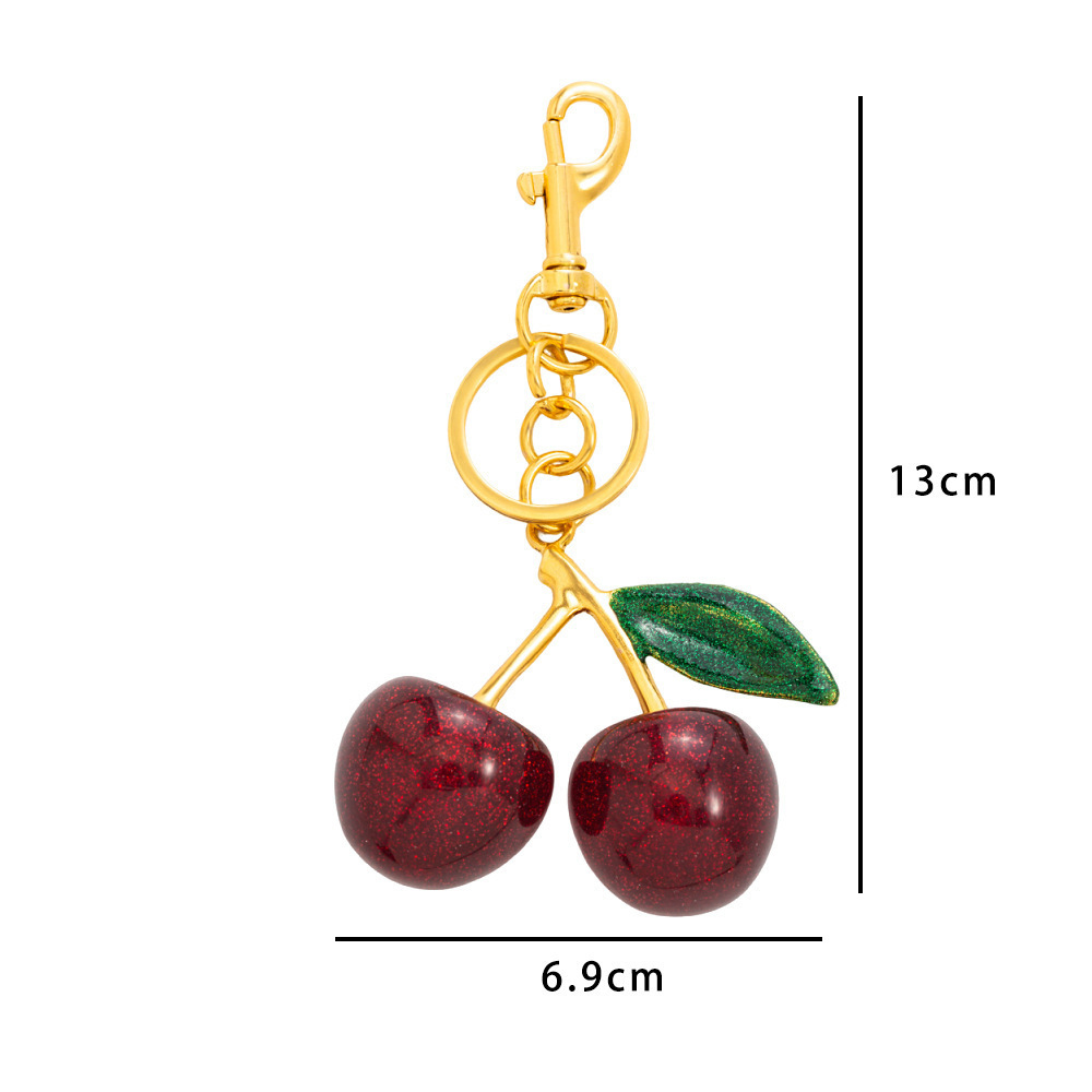 Free shipping Hot selling fashion trend cherry key chain Retro Glittery multi-color cherry bag charm