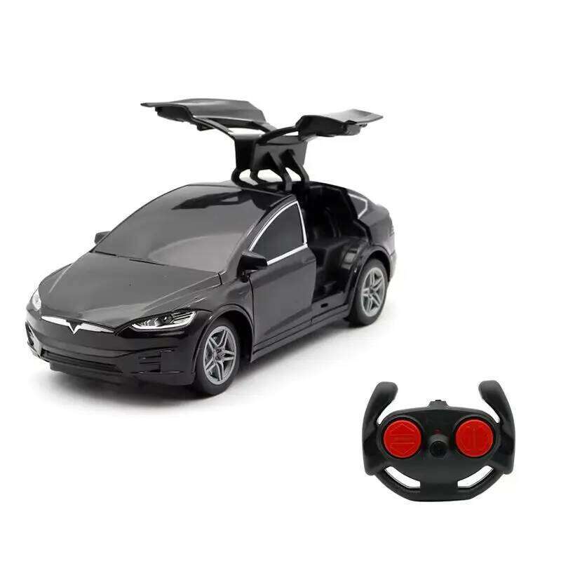 1:24 Tesla Rc 4-Channel Drfit Remote Control With Lights Simulation Double Doors Plastic Model Children'S Toy Car Gift Y260131