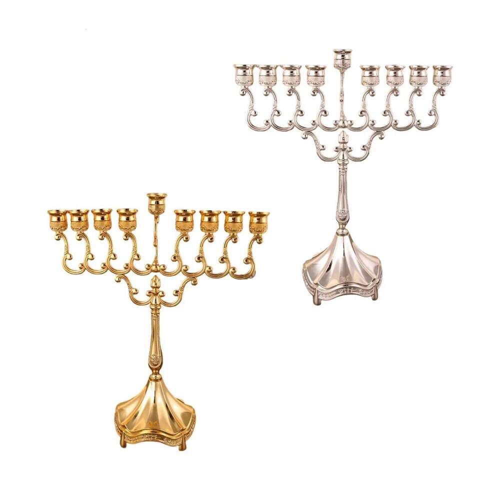 9 Branches Holder Tabletop Candelabrum Candle Stands Hanukkah Menorah for Christmas Party Wedding Home Decor Gift Y260131