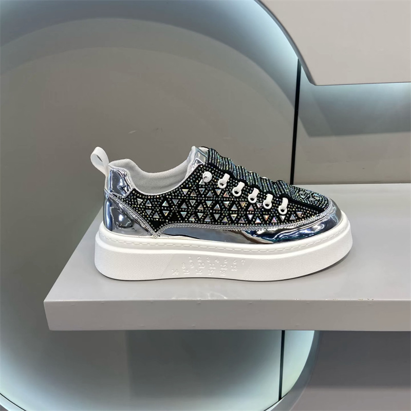 Free Shipping 2026 Men/Women Casual Platform Sneakers Rhinestone & Stud Embellished Chunky Sole Party Shoes