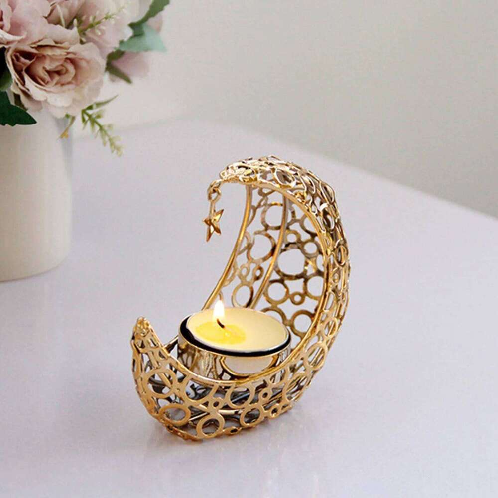 New Crystal Pillar Shaped Metal Moon Candle Stand Decorative Candlestick Holders For Table Y260131