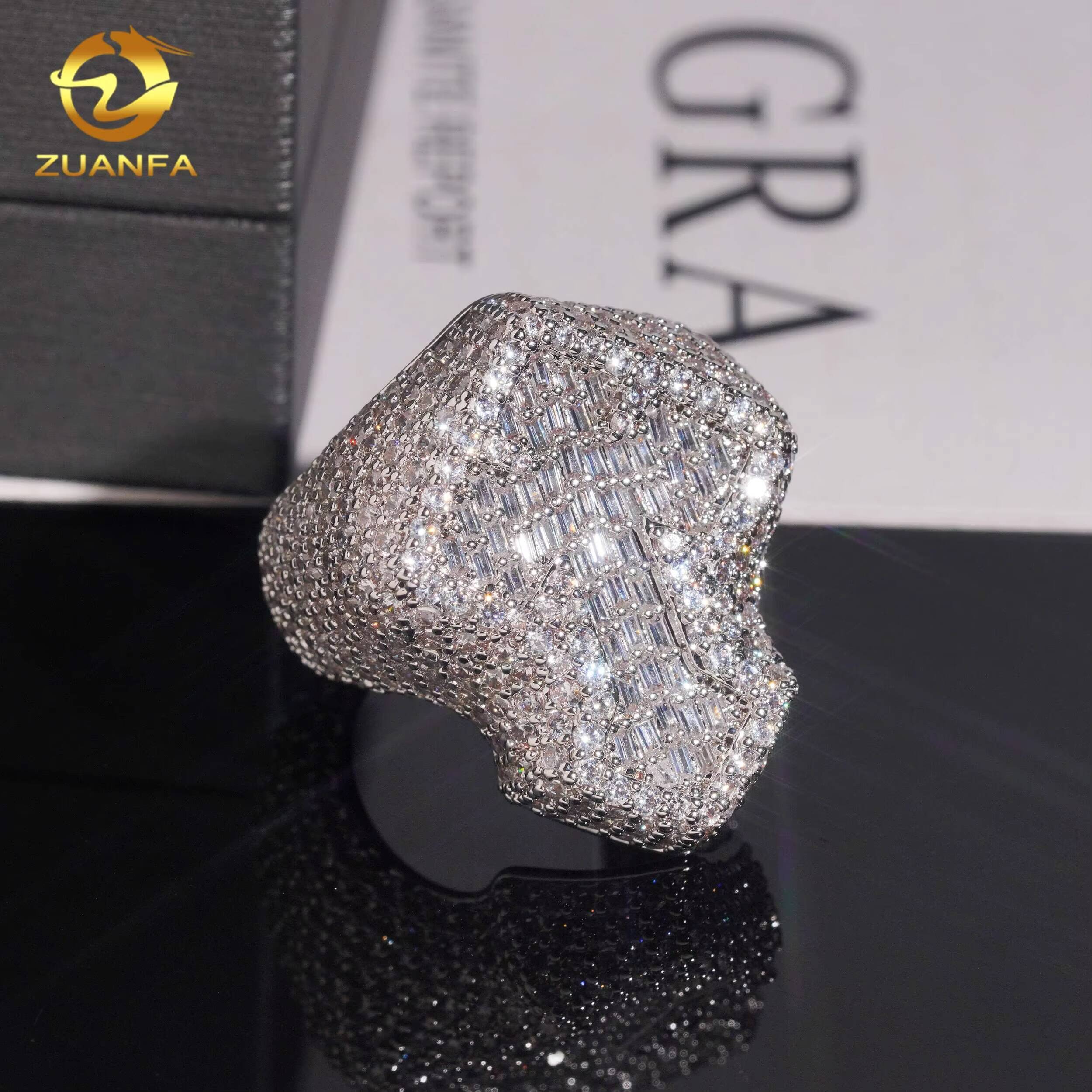 Ready to Ship Iced Out Jewelry Brass CZ Diamond Hip Hop Ring Men Diamond Cross Ring Rapper Jewelry