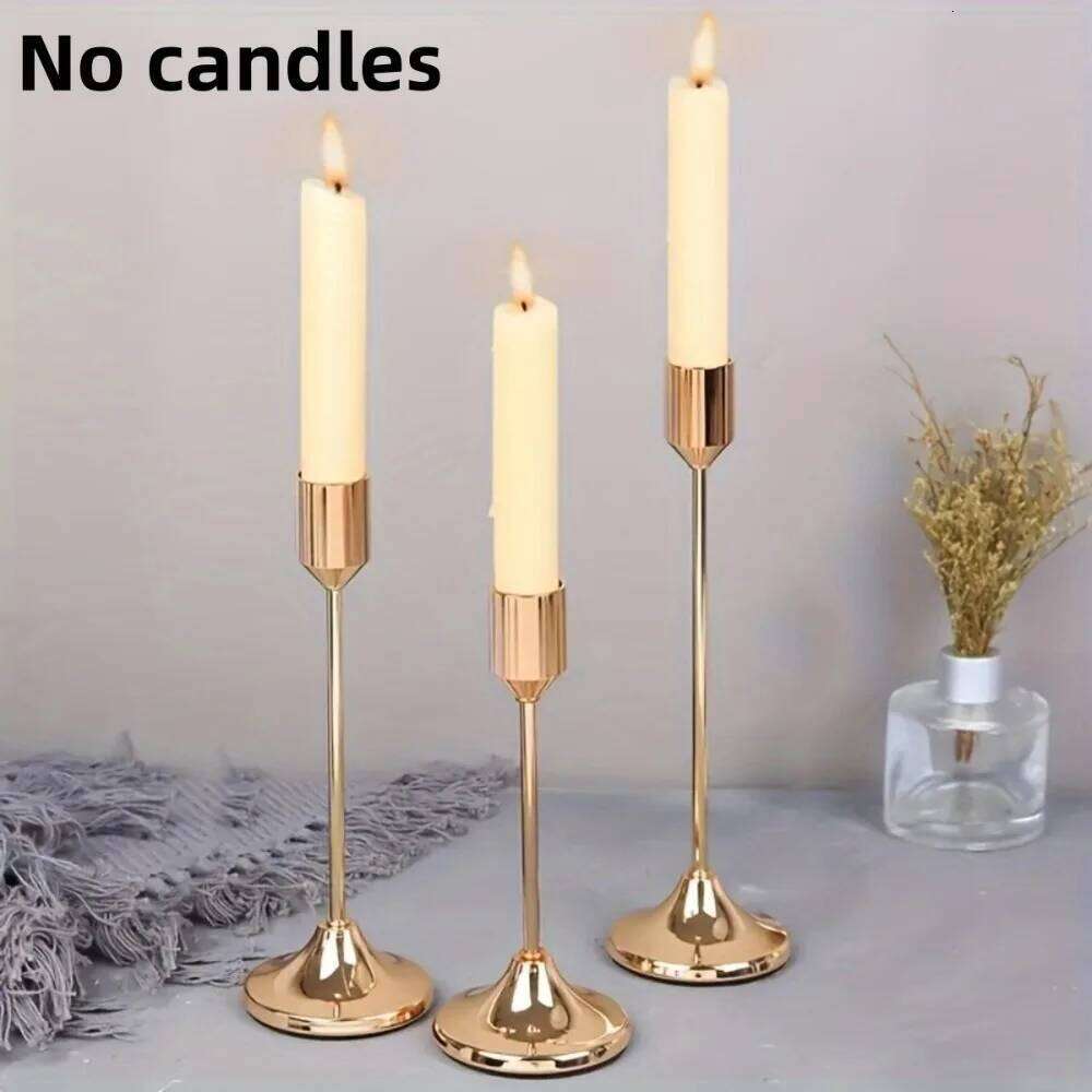 3Pcs/Set Minimalist Retro Style Tabletop Candle Holders Exquisite Home and Hotel Decoration Candlestick Holder Metal Y260131