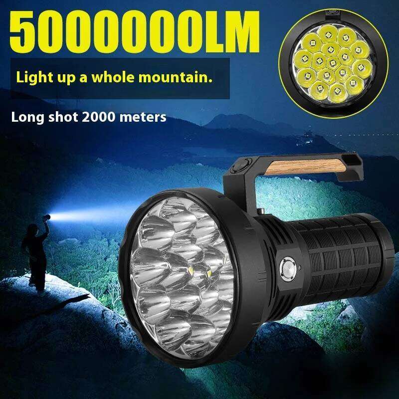 16xP50 Wick Ultra Strong Handheld Light Flashlight - Intelligent Fan Forced Heat Dissipation-4x18650 Power Supply H260131
