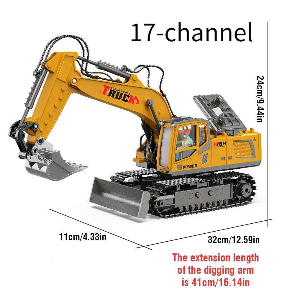 1/18 Truck Remote Control Car RC Excavator Simulation Alloy Electric 17CH Engineer Toy for Kids Boys Birthday Gift Y260131