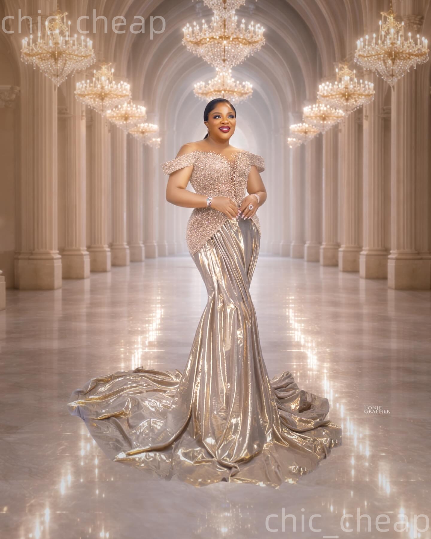 Aso Ebi Champagne Mermaid Prom Dresses 2026 Lace Beaded Sheer Neck Sequined Evening Formal Party Second Birthday Engagement Gowns Dress For Special Oc