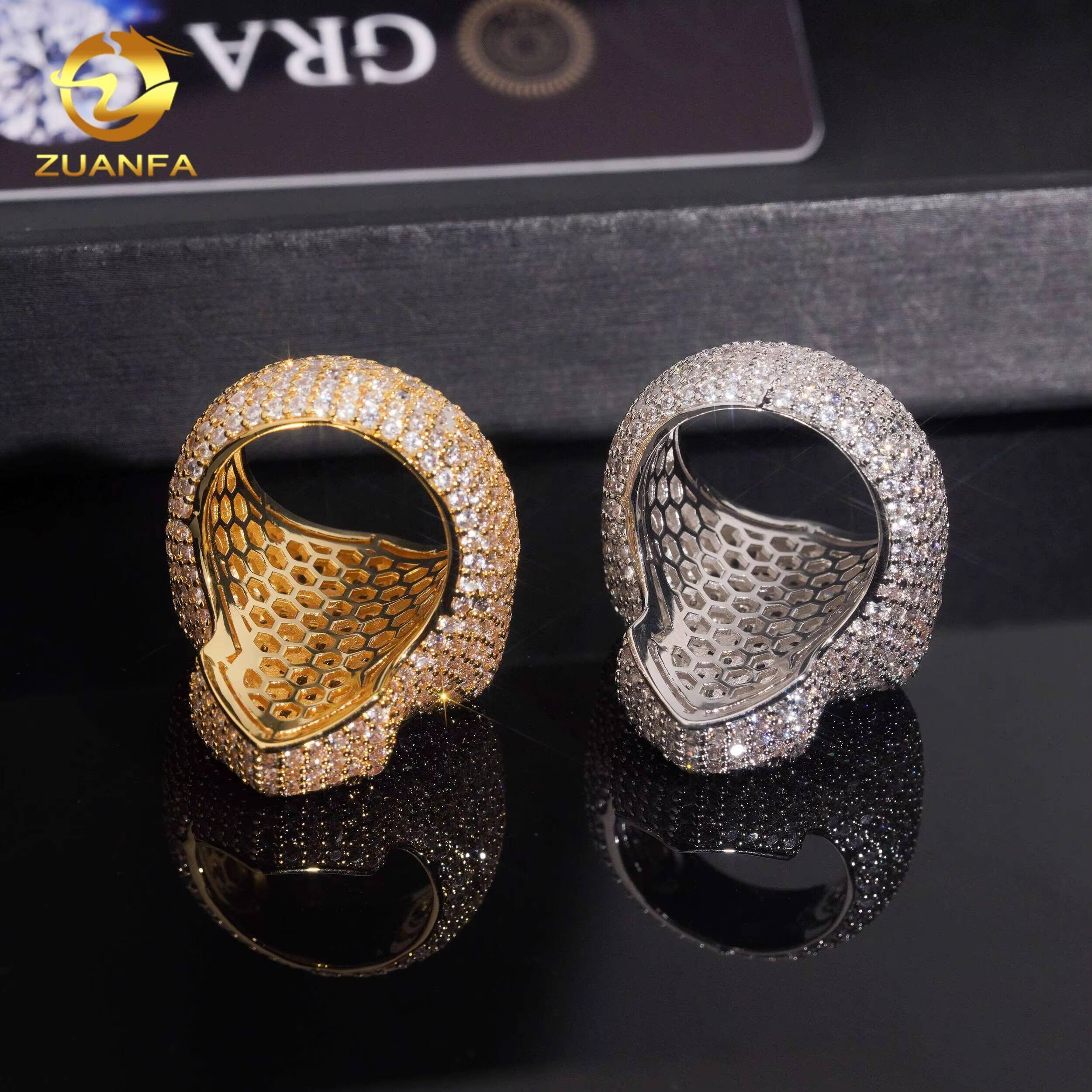 Ready to Ship Iced Out Jewelry Brass CZ Diamond Hip Hop Ring Men Diamond Cross Ring Rapper Jewelry