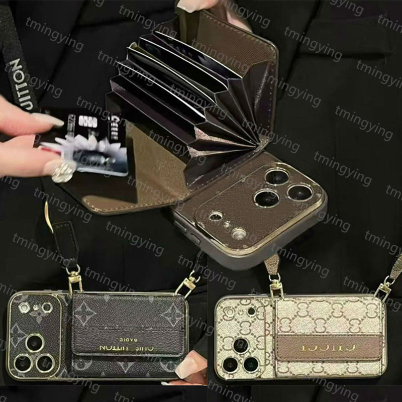 Phone Case Crossbody Designer Wallet Card Holder iPhone Case for iphone 17 Pro Max 16 Plus 15 14 13 ProMax Cases Denim Leather Cover iPhone17 17Pro Handbag Chain Case