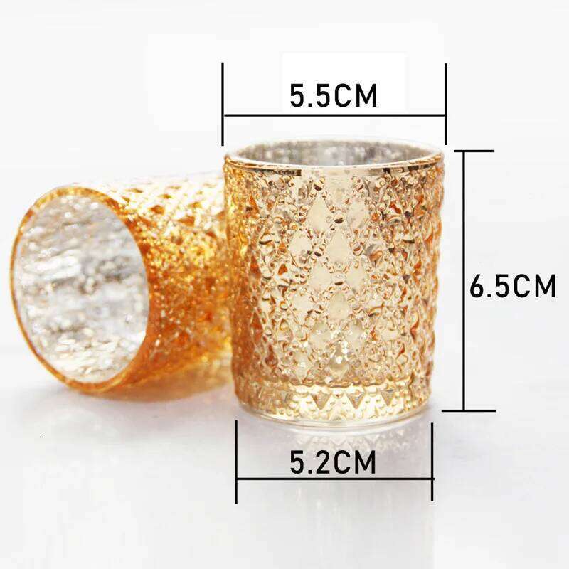 Holder Glass Golden Cup Candlestick Led Tealight Candles For Wedding Table Home Decoration Candle Gift Box Candlesticks Y260131