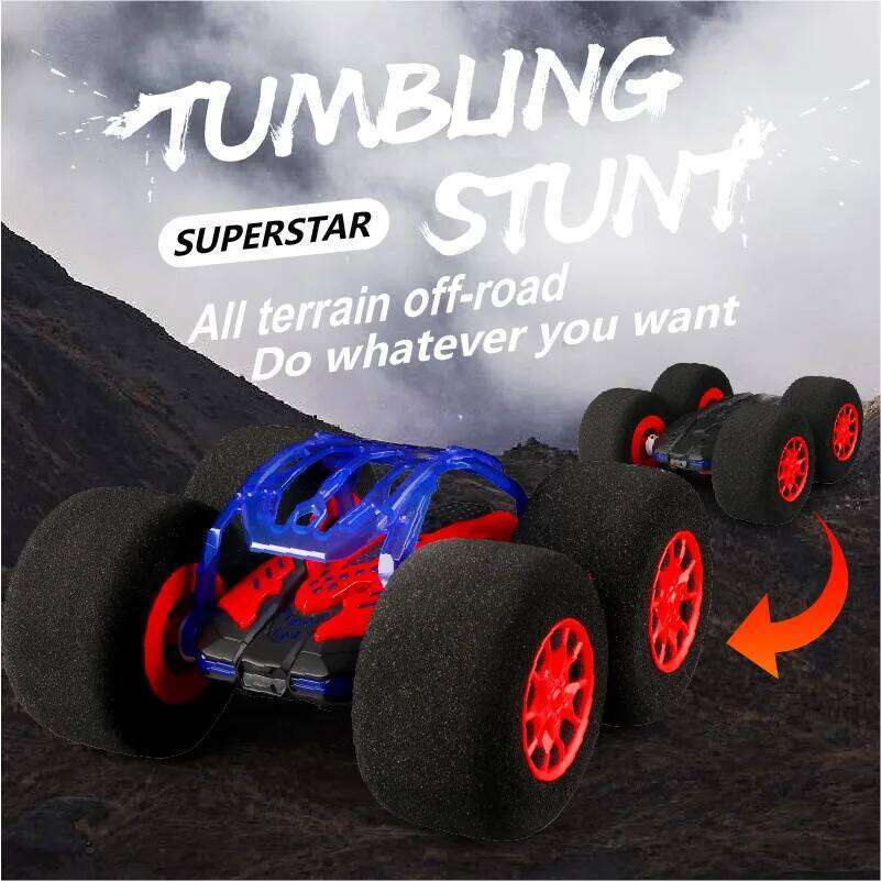 1 sponge four-wheel drive stunt car, wireless remote control toy car for boys girls, 360 rotation and rolling Y260131