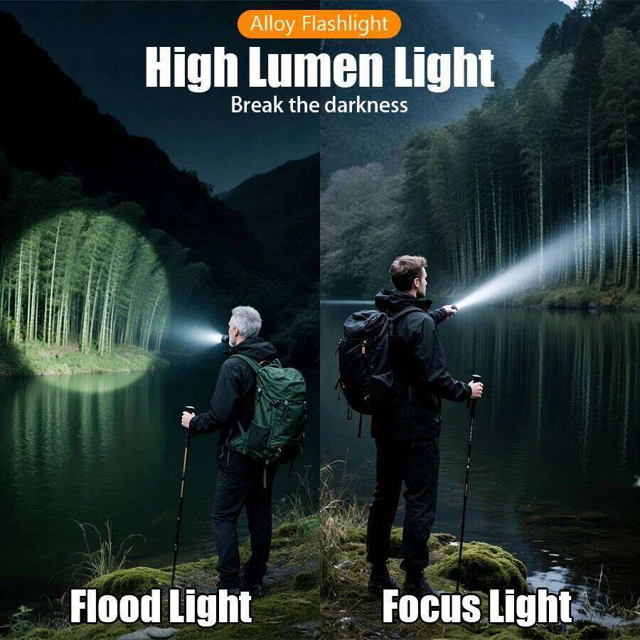 3000LM Led Flashlight Outdoor Zoom Rechargeable Waterproof Flashlights Strong Focused Source Can Light a Flame H260131