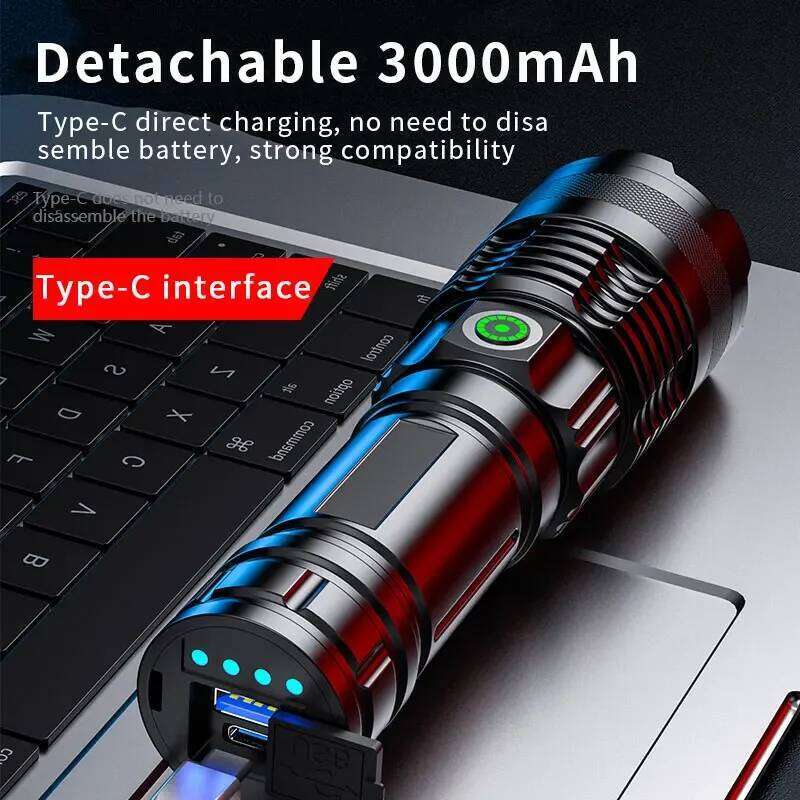 LED Laser Flashlight Rechargeable Telescopic Zoom Tactical Torches Super Bright Camping Hiking Emergency Handheld Flash Light H260131