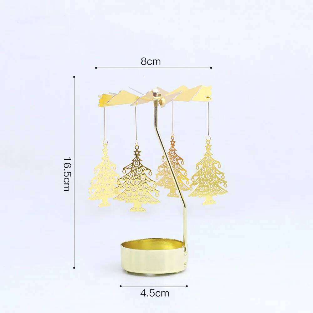 Gold Rotating Candle Holder Christmas Decor Metal Spinning Tealight Carousel DIY for Wedding Party Table Centerpiece Decoration Y260131