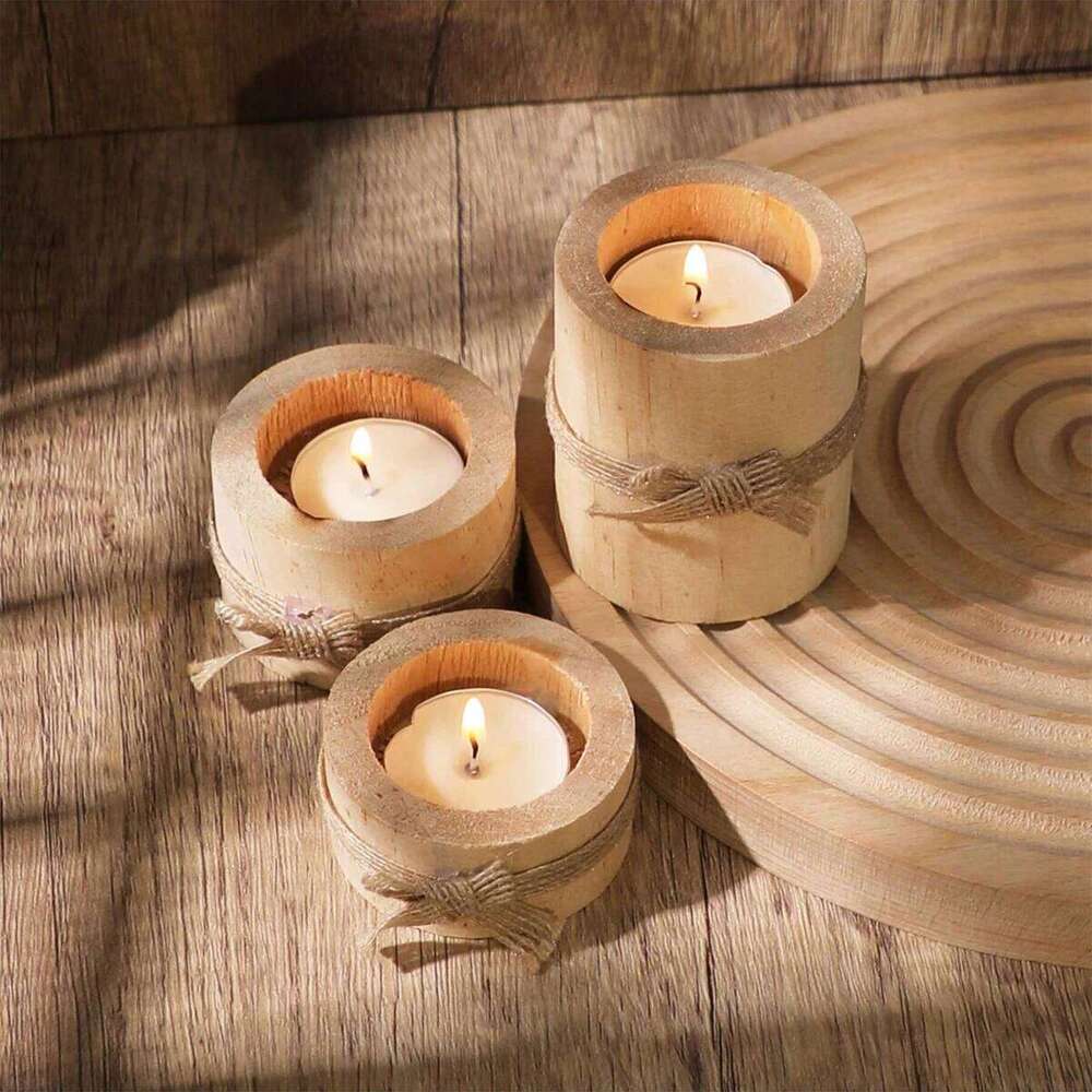 1pc/3pcs - Wooden tea lamp holder, suitable for decorating wooden flower pots in the center of wedding and birthday tables Y260131