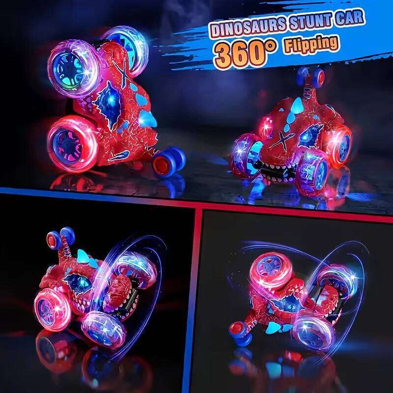 Dinosaur Stunt Car, 2.4GHz Wireless Remote Control, Bright Flashing Lights, Fun Racing Game Y260131