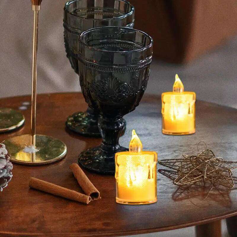 Battery Operated Table Centrepiece Candle 24X Flashing Battery-Powered LED Small Candles Suitable For Weddings Dining Y260131