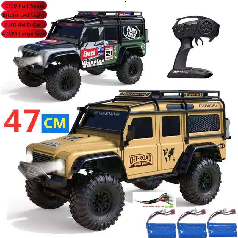 2.4G 1:10 4WD Professional 47CM Large RC rc Beast Rock Crawler Climbing Truck Headlight High Speed Remote Control Car Gift Y260131