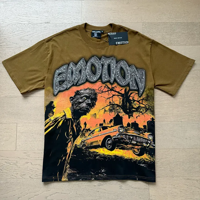 mixed emotions shirt men t shirt Y2K Harajuku Spider web Shirt Summer Woman Tees Loose Hip Hop Gothic Graphic Print Oversized Tshirt Punk Sleeved Streetwear #123