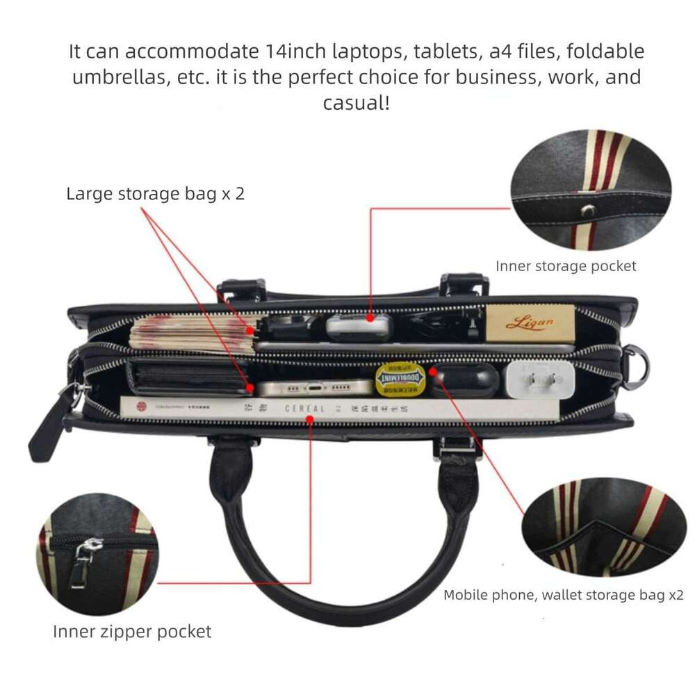 Luxury Shoulder Bags Totes Hobo Men S Business Genuine Leather Handbag New Cowhide Computer Briefcase Double Zipper Large Capacity Lawyer Bag SENYY