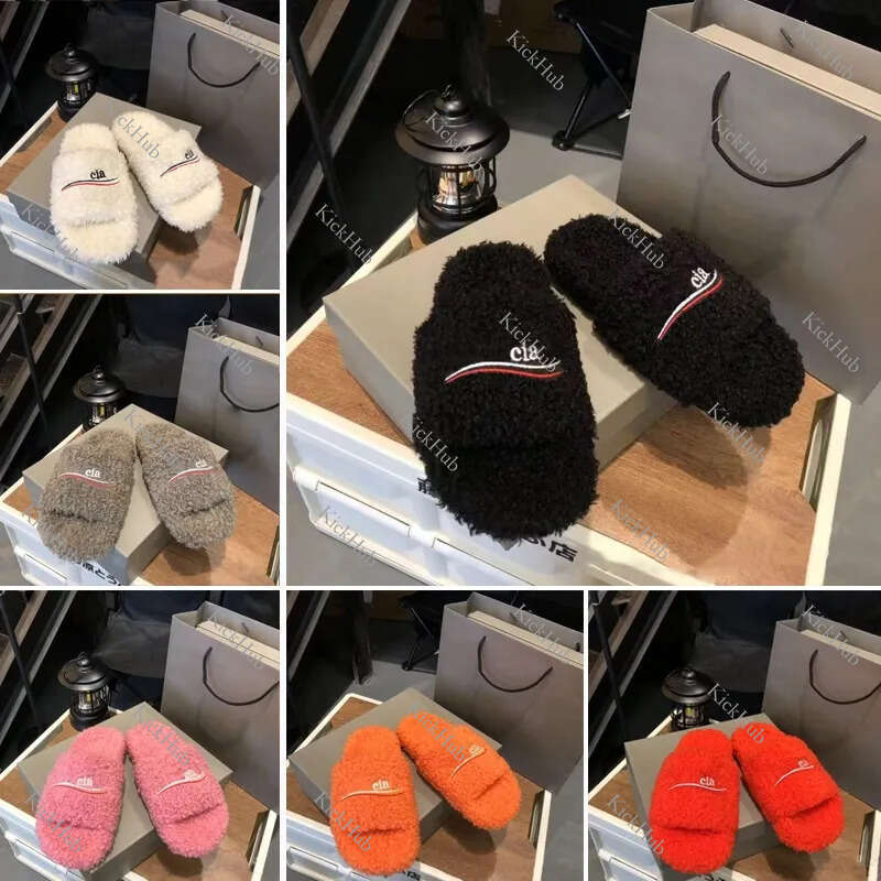 Designer Paris Winter Slippers Slides men women Ladies Luxury Wool Fur Fluffy Furry Warm Letters Sandals Comfortable Fuzzy Cotton Flip Flop Slide