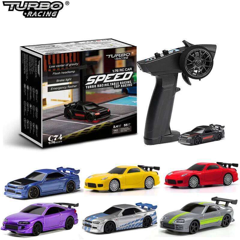 Turbo Racing 1:76 C64 C73 C72 C74 Drift RC Car With Gyro Radio Full Proportional Remote Control Toys RTR Kit For Kids and Adults Y260131