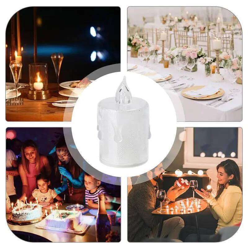 Battery Operated Table Centrepiece Candle 24X Flashing Battery-Powered LED Small Candles Suitable For Weddings Dining Y260131