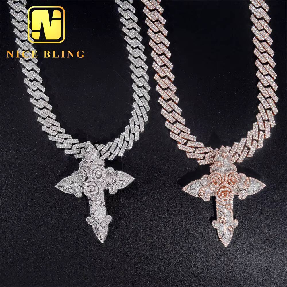 Beautiful Hip Hop Pendant Women Fine Jewelry 925 Sterling Silver VVS Moissanite Diamond Pendent