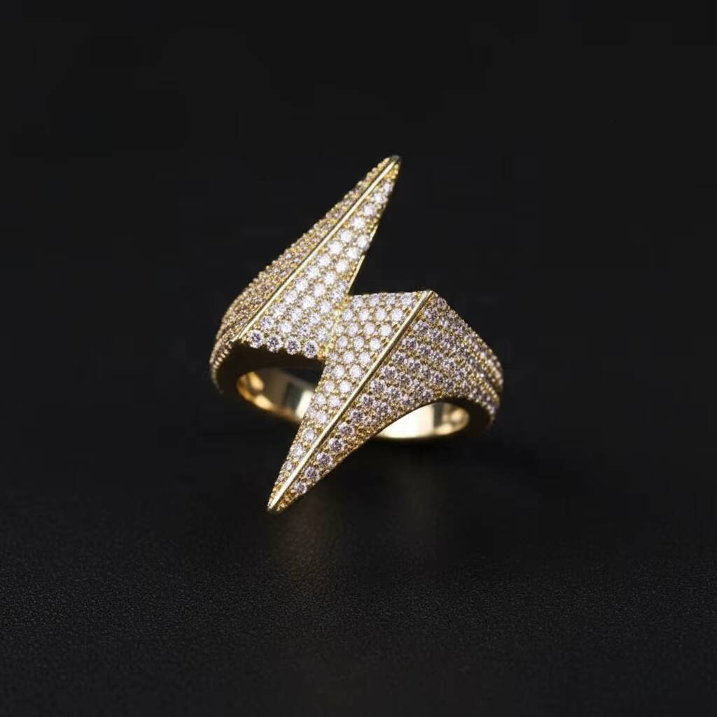 25CT VS VVS DEF Color Lab Grown Diamond 9K-22K Solid Gold Custom IGI Certified Iced Out Lightning Ring Fine Hip Hop Jewelry