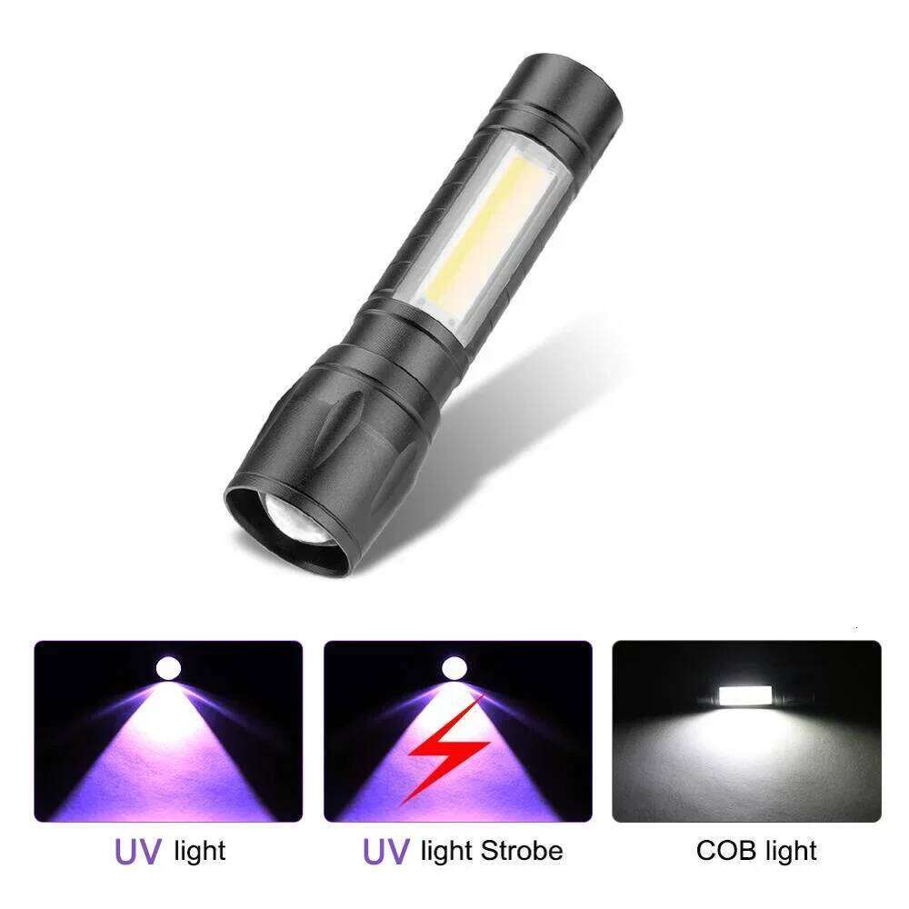 USB Rechargeable Mini UV Flashlight Zoomable Ultraviolet Torch Portable Inspection Light 365nm Pet Detector Violet Flashlights H260131