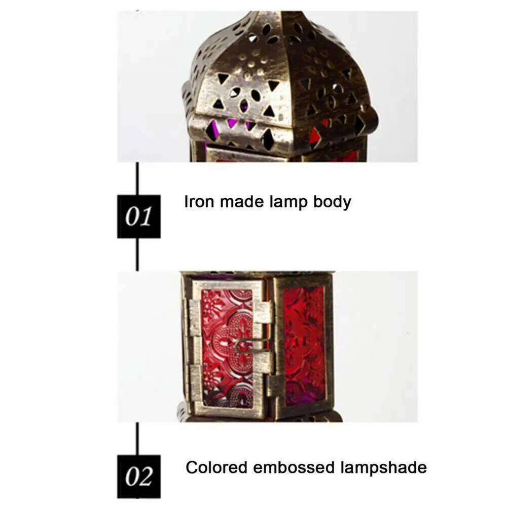 Iron Hanging Vintage Glass Moroccan Tea Light European Style Hollow Candle Holder For Garden Y260131