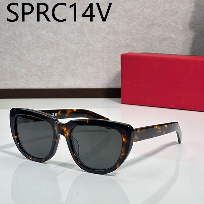 Summer unisex designer Sunglasses rectangular acetate tortoiseshell color full frame design gray lenses shopping college style sunglasses UV protection SPR C14V