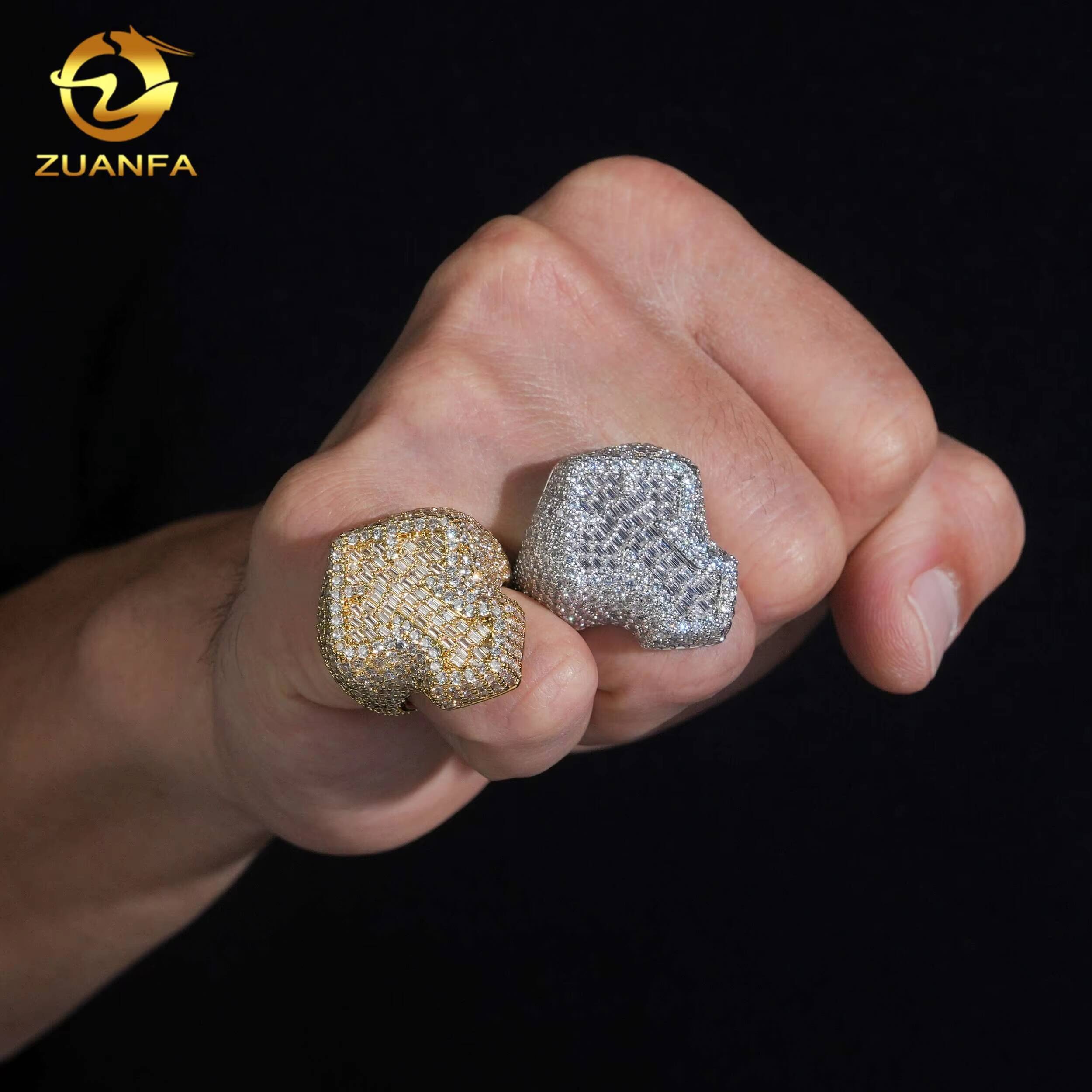 Ready to Ship Iced Out Jewelry Brass CZ Diamond Hip Hop Ring Men Diamond Cross Ring Rapper Jewelry