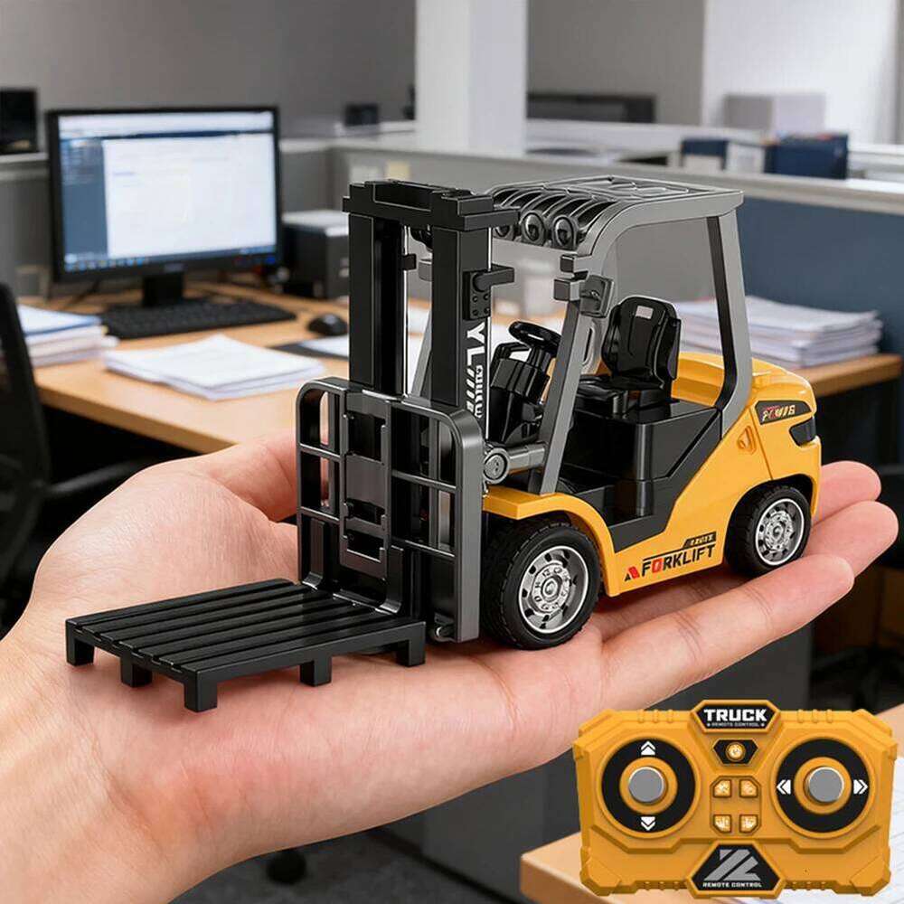 1/64 2.4G RC Mini Alloy Forklift with Trailer Desktop Game Full-scale APP Remote Control Engineering Lift Truck Kids Toys Gifts Y260131