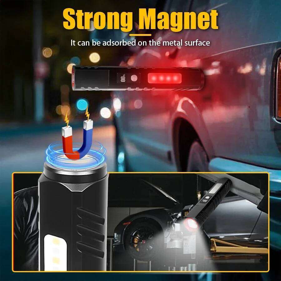 Powerful LED COB Flashlight 7 Modes Rechargeable Zoom Torch with Magnet Built in 18650 Battery Outdoor Camping Emergency Lantern H260131