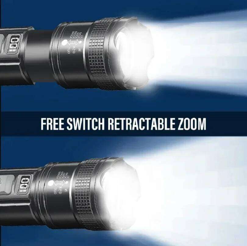 High Strong Power Led Flashlights 2000LM Tactical Torch with Display Light Rechargeable Camping Fishing Emergency Zoom Lantern H260131