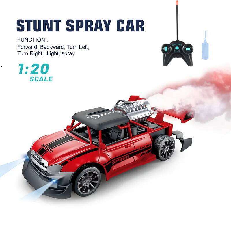 1:20 RC Car Remote Truck with Light Smoke Spray Electric Racing Vehicle Radio Control Model Kid Gift Boy Toy Y260131