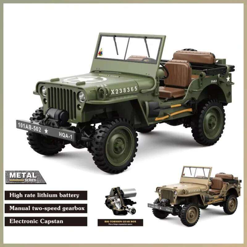 HengGuan HG4-58 1:14 Scale 4WD Electric Retro Jeep RC Car Remote Control Off-Road Climbing Vehicle Simulation Model Toy for Boys Y260131