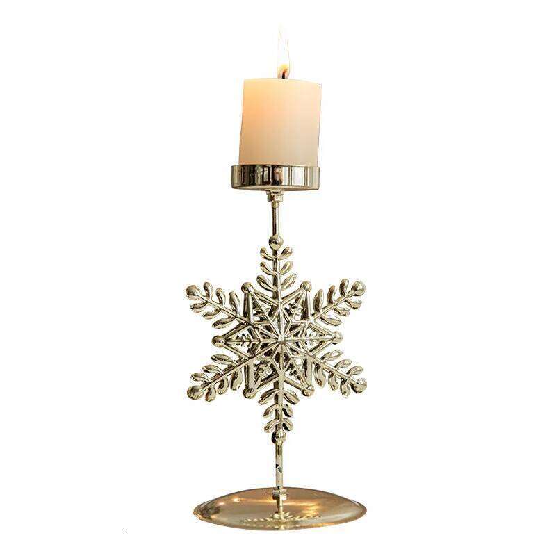 Golden Wrought Iron Candlestick Star Elk Tree Candle Holder Merry Christmas New Year Table Decoration Y260131