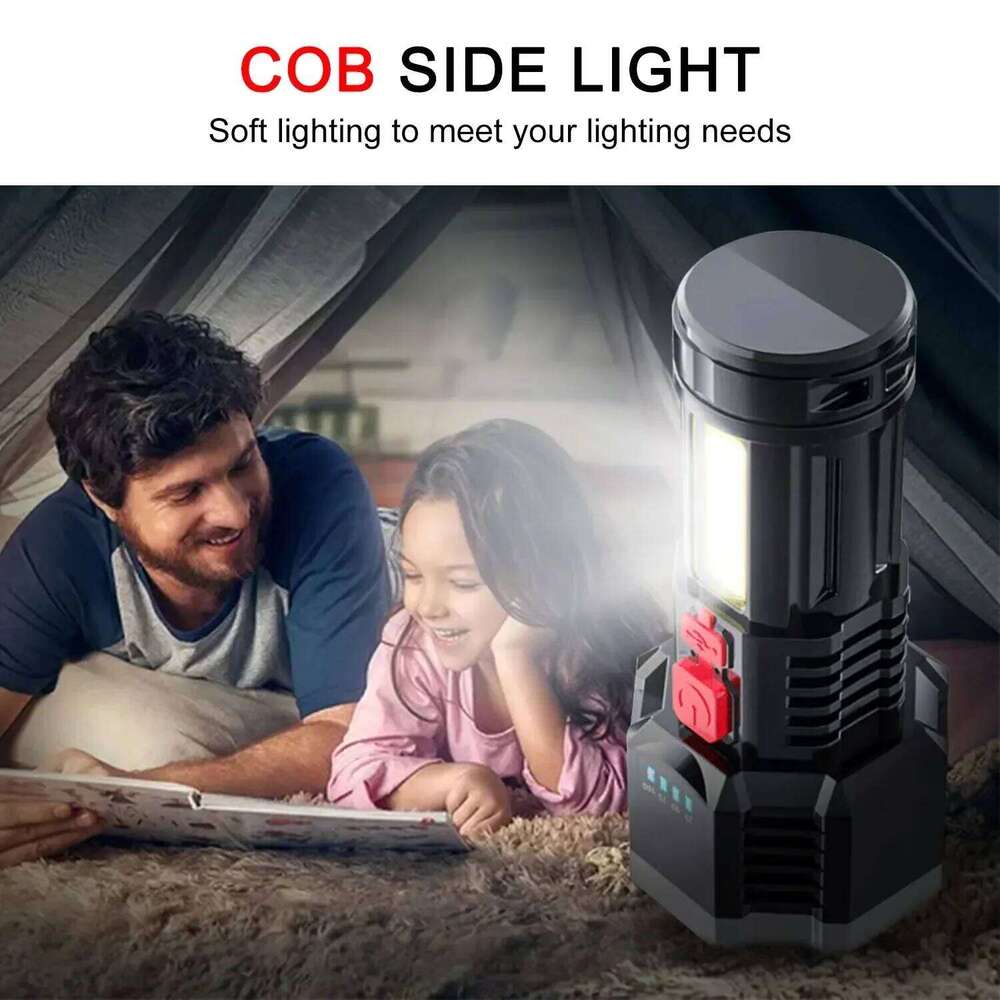 High Power Led Flashlights Rechargeable Spotlight with Side COB 3 Modes for Camping Adventure Outdoor Lighting H260131