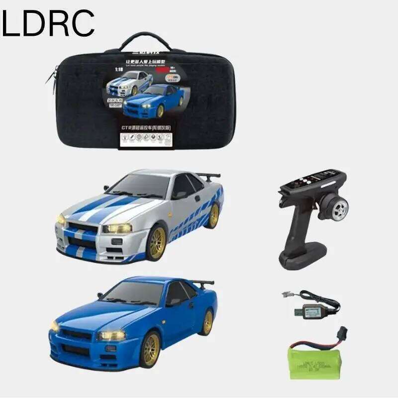 LDRC 1899 1/18 RC Drift LD1899 GTR Mode R34 2.4GHz RWD with Gyroscope on-Road Alloy Body Shell Racing Car for Boys Gifts Y260131