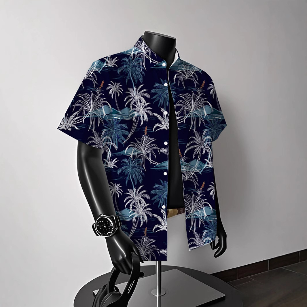 2026 New Hawaiian American Short Sleeve Floral Shirt Men's Summer Casual Beach Men's Shirt