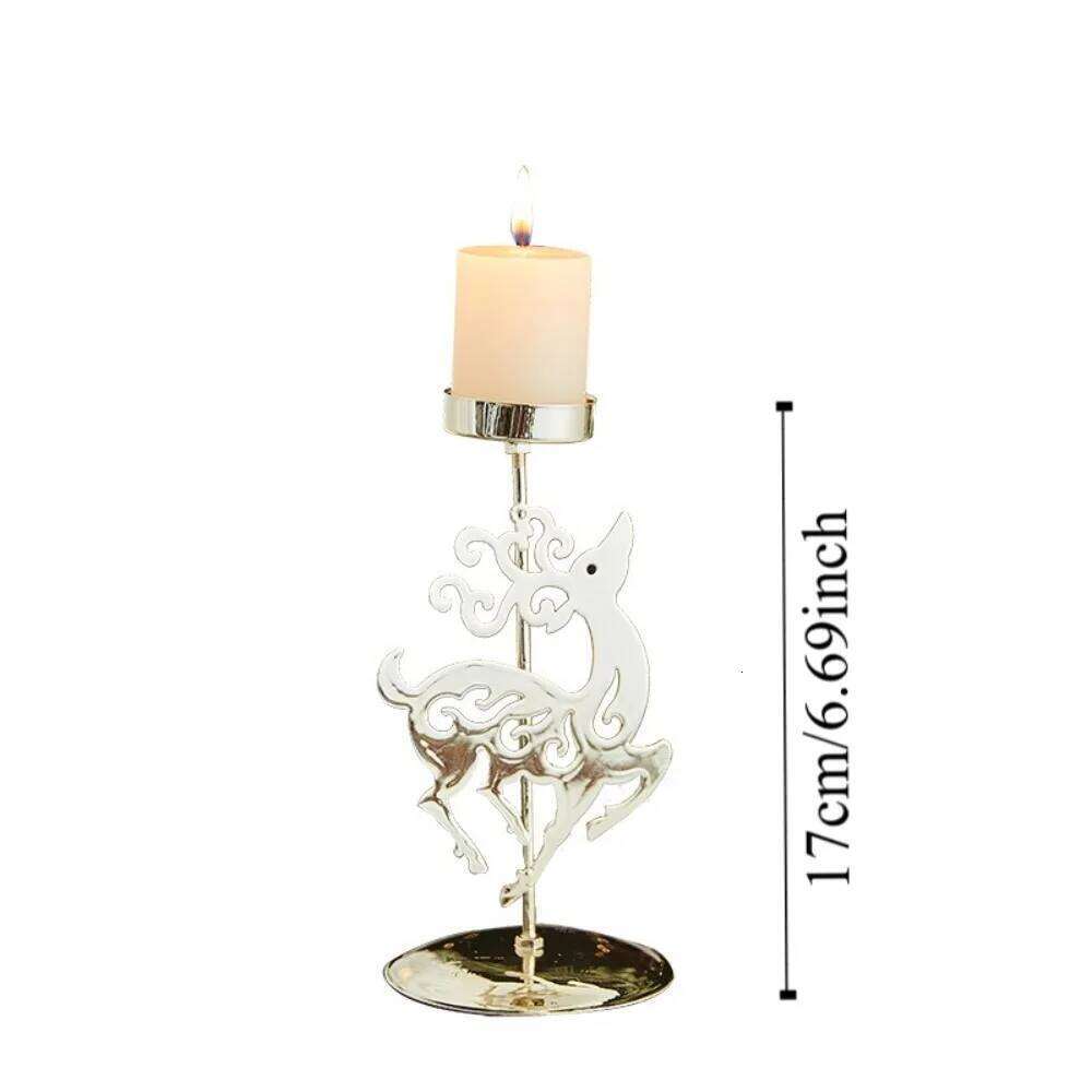 Metal Christmas Votive Candle Holders Snowflake Patterns Desktop Ornament Tealight Holder Xmas Tree Elk Candlelight Dinner Props Y260131