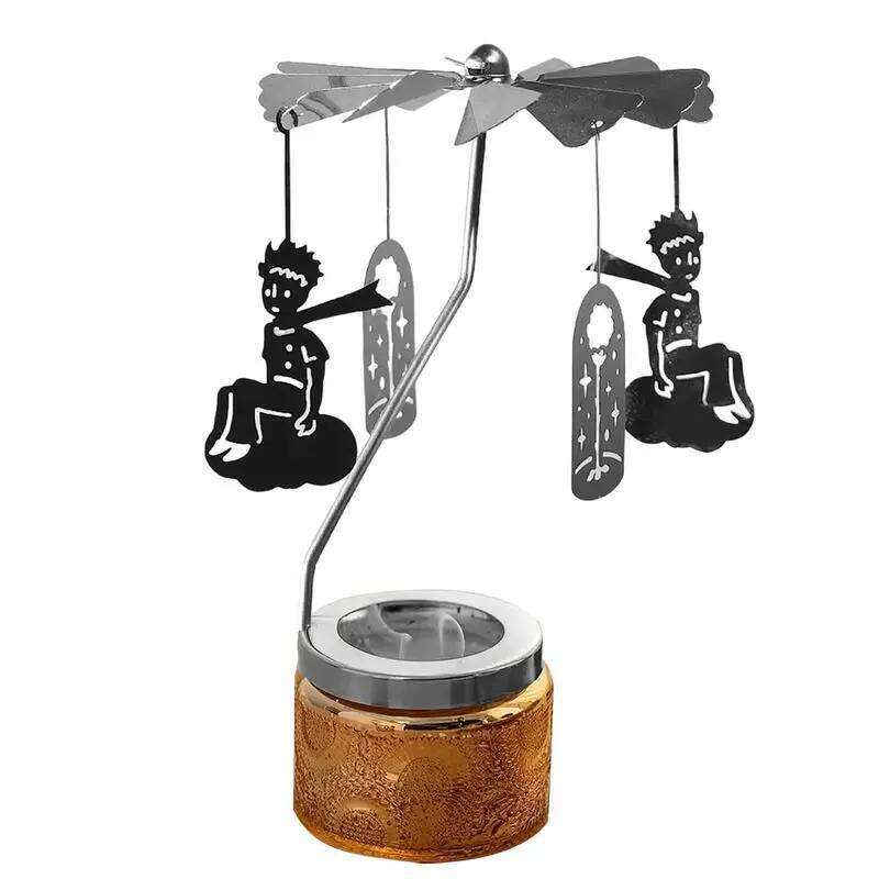 Rotating Thermal Spinning Candlestick Round Revolving Lantern Dream Decoration Candle Tea Light Holder Y260131