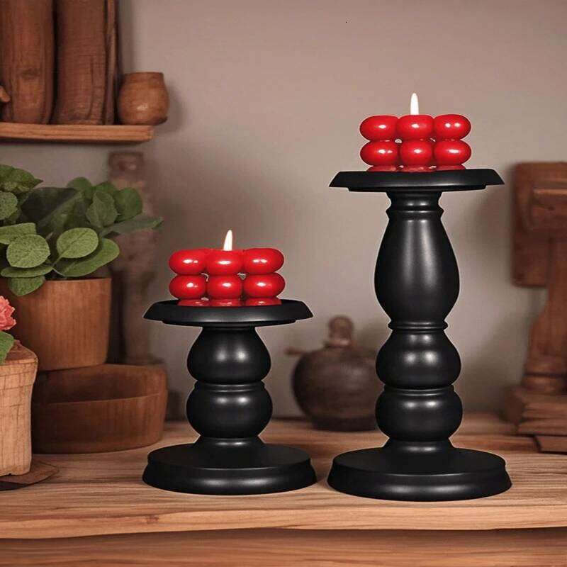 1pc 22cm Vintage Black Candle Holder, Perfect for Creating A Romantic Candlelit Dinner Atmosphere Y260131