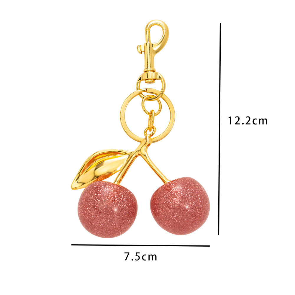 Free shipping Hot selling fashion trend cherry key chain Retro Glittery multi-color cherry bag charm